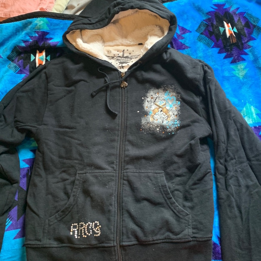 Ladies Black Rock & Roll Cowgirl hoodie size Large